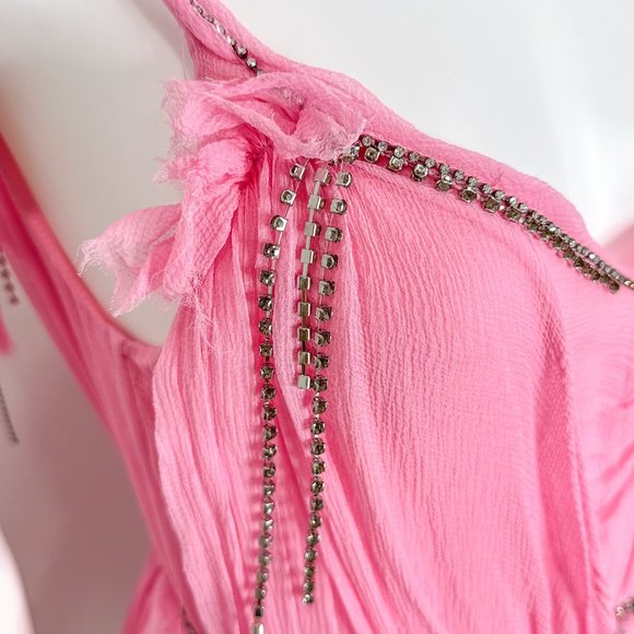 LoveShackFancy Ashida Bubble Hem Silk Mini Dress in Begonia Pink Women's Size 6 - Picture 6 of 17